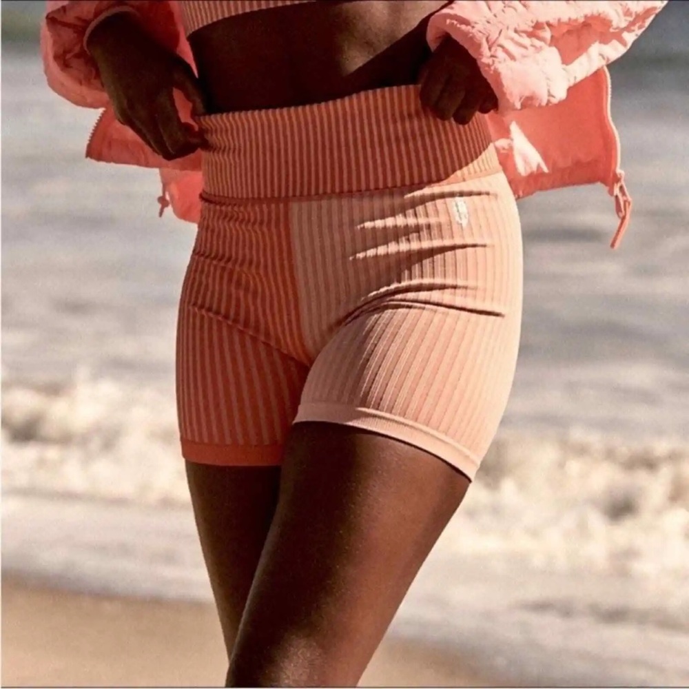FP Movement by Free People Papaya Stripe Mixing Bike Shorts - Picture 2 of 9